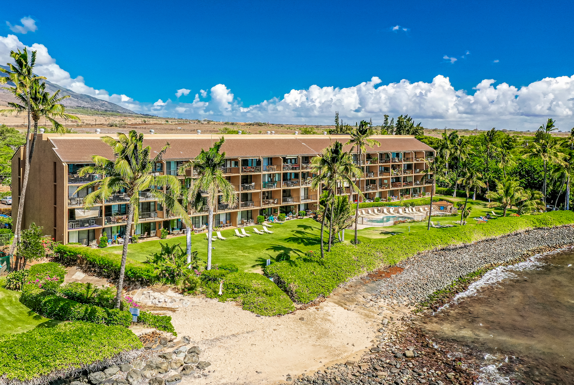 Oceanfront Tiki Lounge drone view